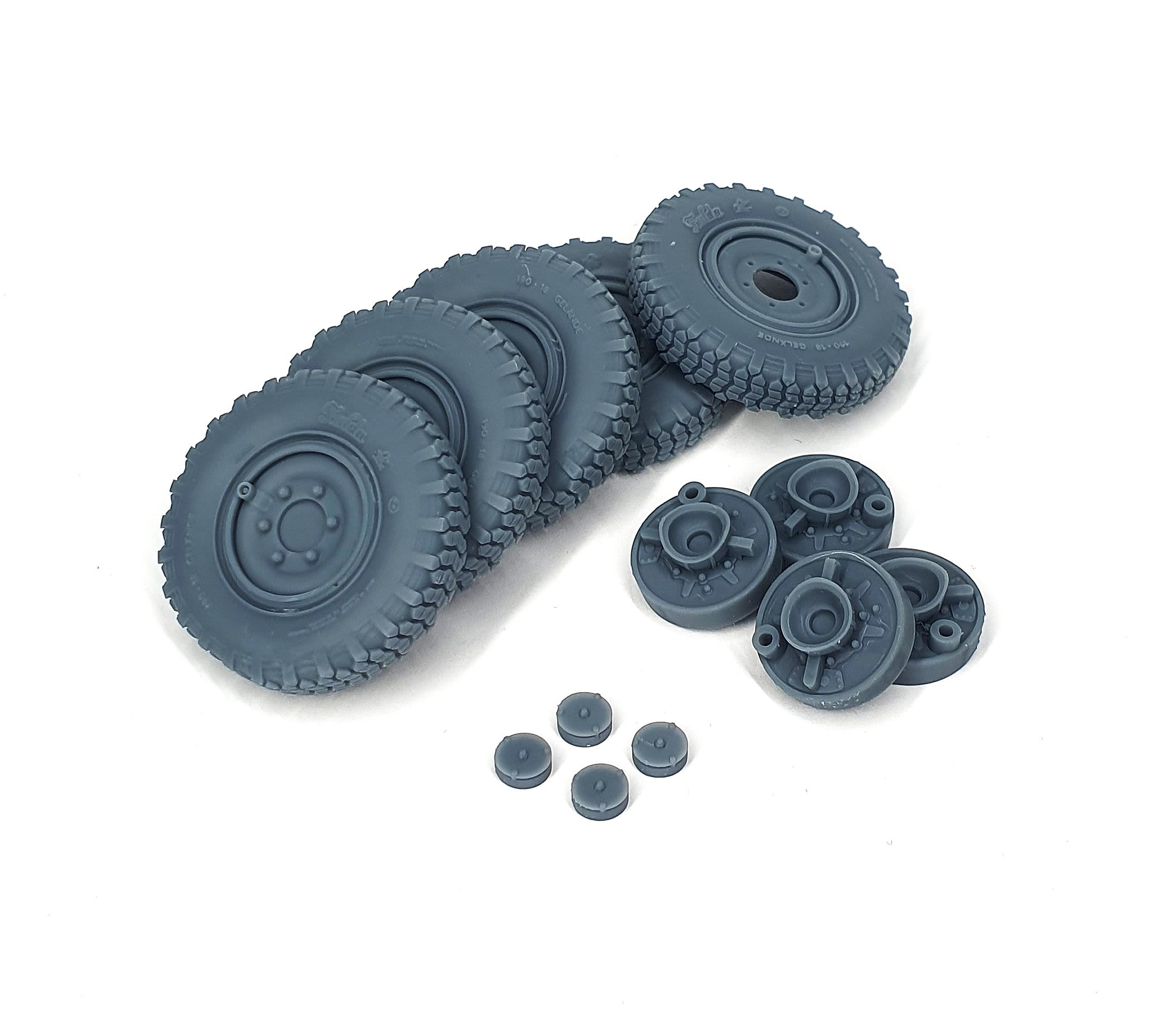 AFVs35-196 Sd.Kfz 222 late road wheels set with spare (weighted) type 2 (for Tamiya)