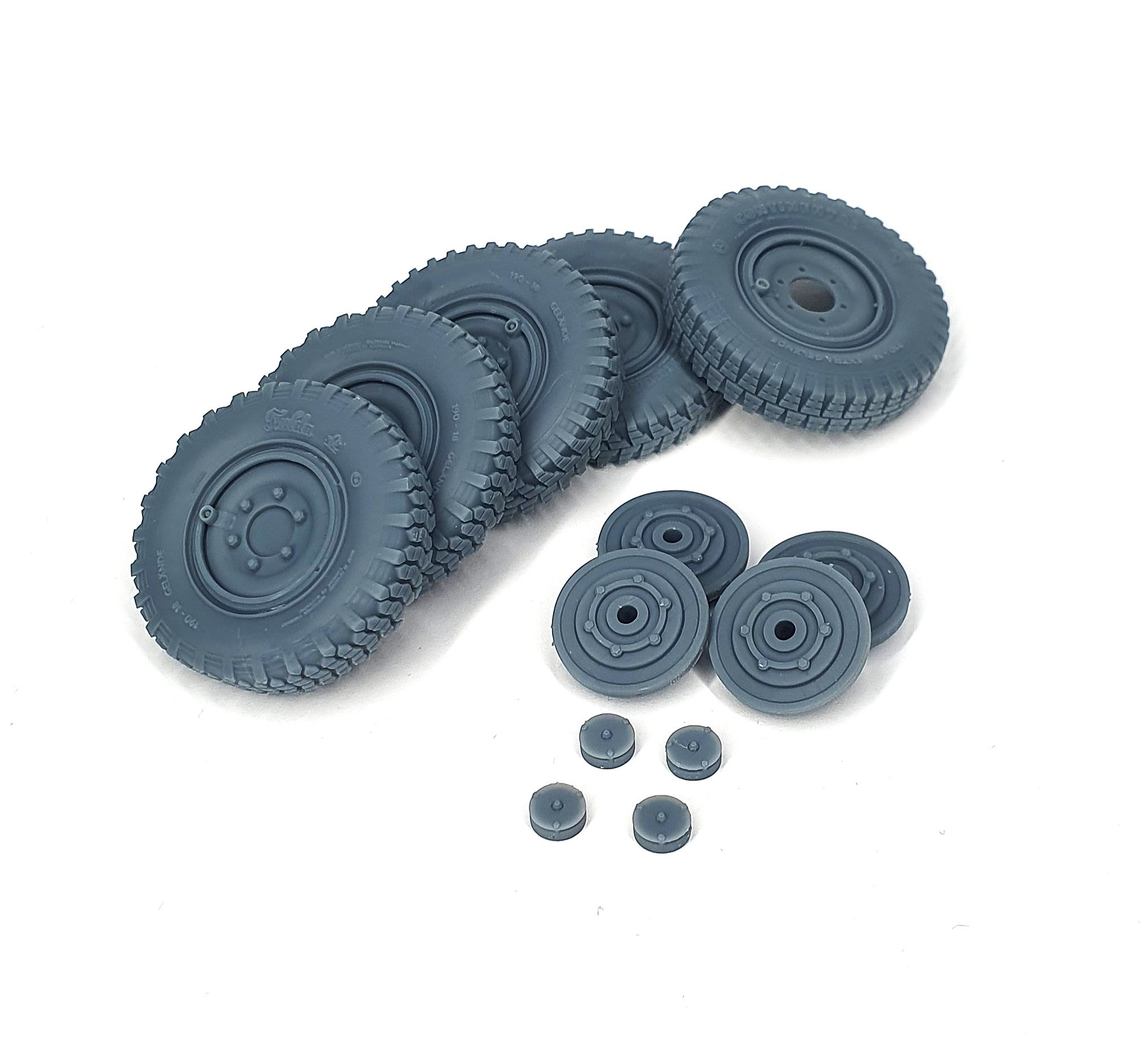 AFVs35-216 Sd.Kfz 222 late road wheels set with spare (weighted) MIX (for Hobby Boss)