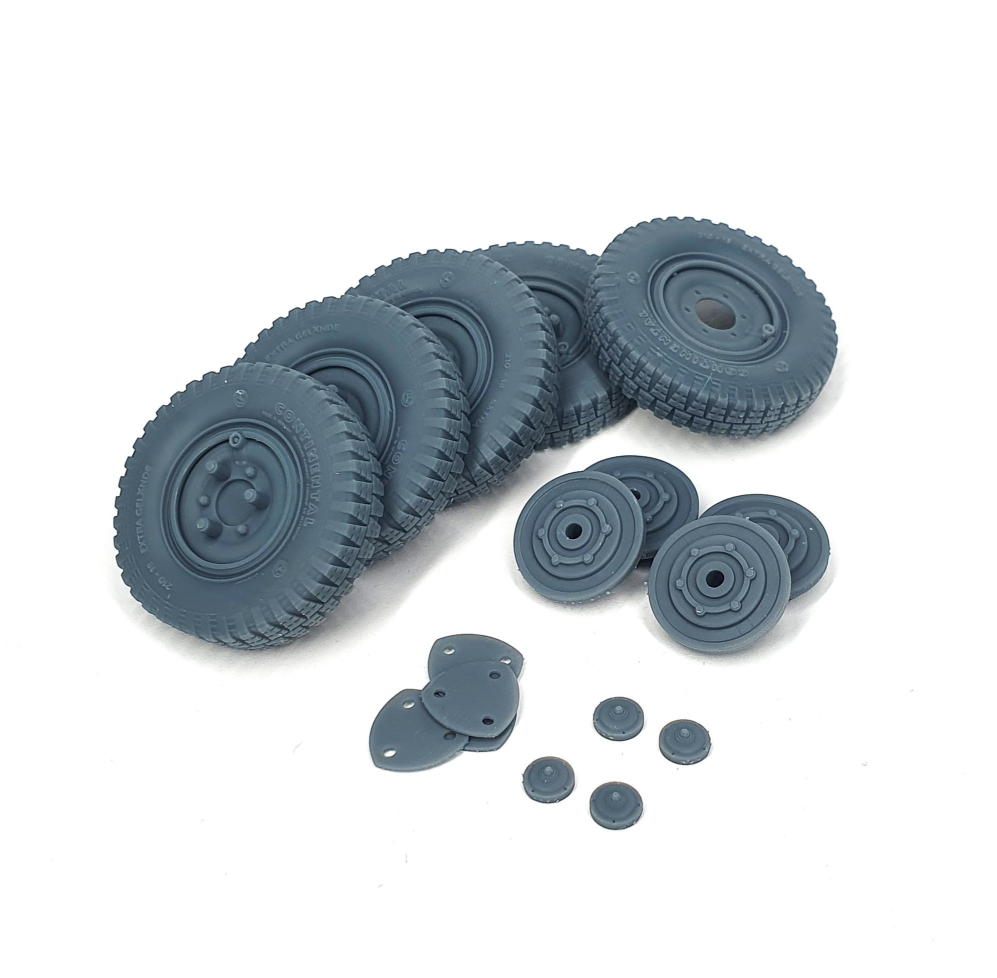 AFVs35-192 Sd.Kfz 222 early road wheels set with spare (weighted) type 1 (for Hobby Boss)